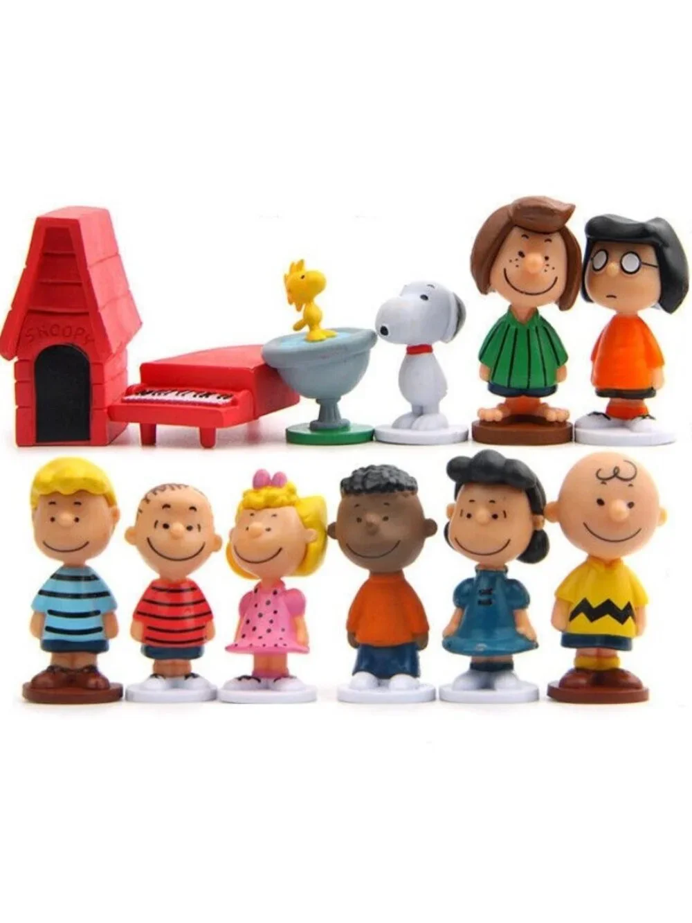 Peanuts Charlie Brown Snoopy Playset 12 Figure Cake Topper Toy Set Collectible - Picture 2 of 2